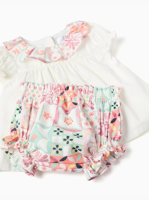 Blouse en coton + bloomer avec motif mosaïque - Kiabi