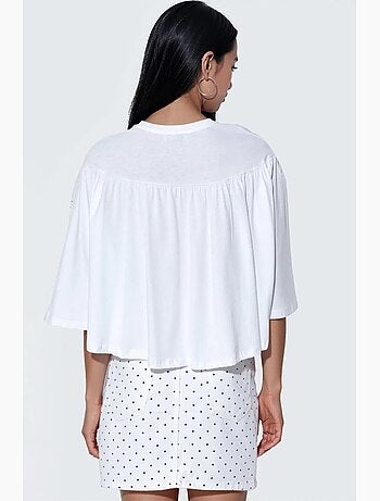 Blouse en coton coupe décontractée, col rond busem