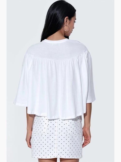Blouse en coton coupe décontractée, col rond busem - Kiabi Blouse en coton coupe décontractée, col rond busem - Kiabi