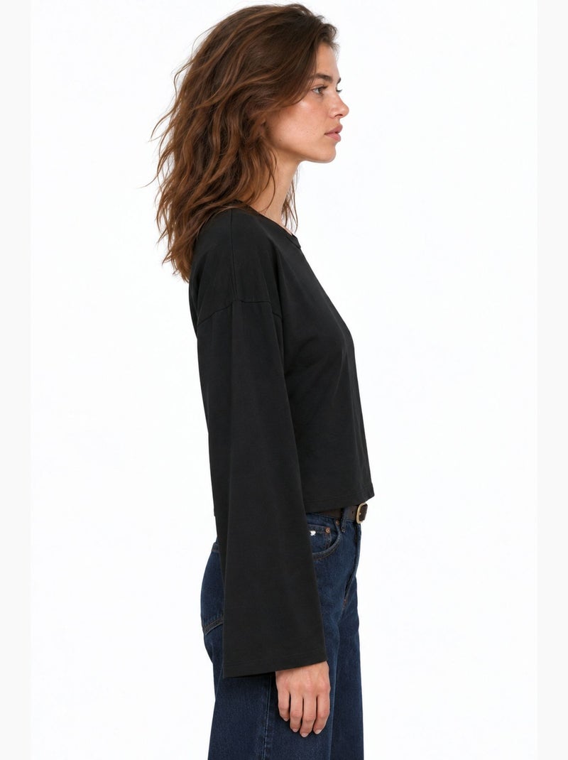 Blouse en coton et élasthanne busem Noir - Kiabi