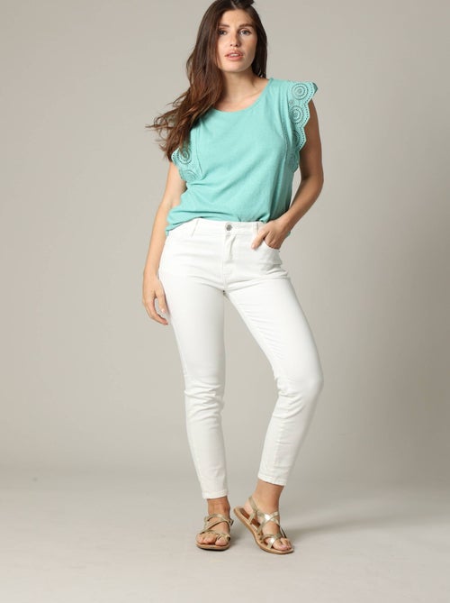 Blouse en coton et lin avec détails ajourés 'Deeluxe' - Kiabi