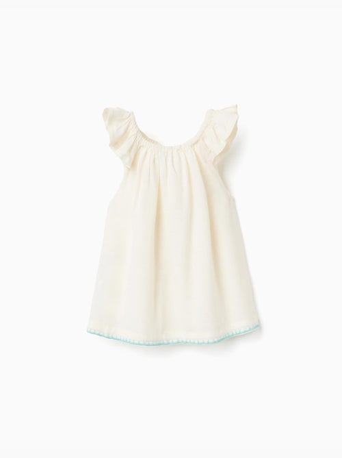 Blouse en coton et lin avec fleurs - Kiabi