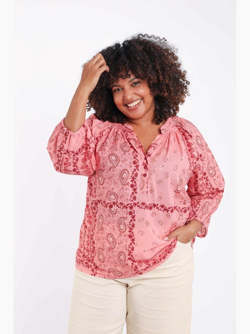 Blouse en coton imprimé bandana PAPRIKA - Kiabi Blouse en coton imprimé bandana PAPRIKA - Kiabi