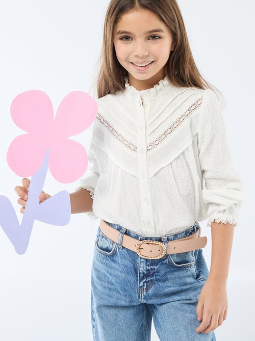 Blouse en coton plumetis - Kiabi