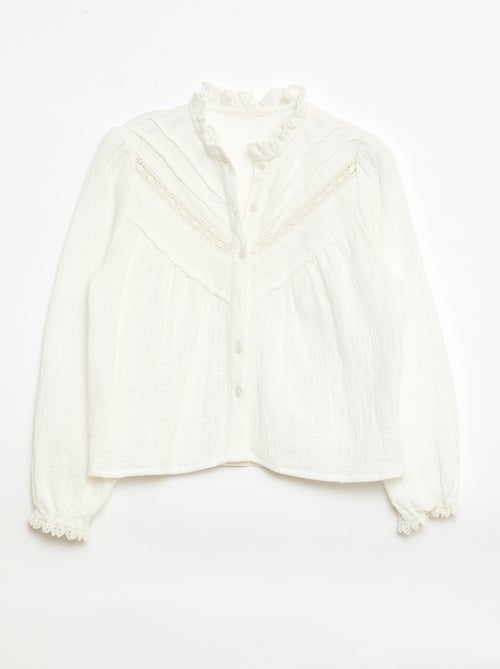 Blouse en coton plumetis - Kiabi