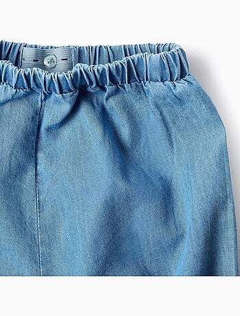 Blouse en coton + short en jean à volants