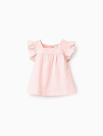 Blouse en Coton Slub avec Volants
