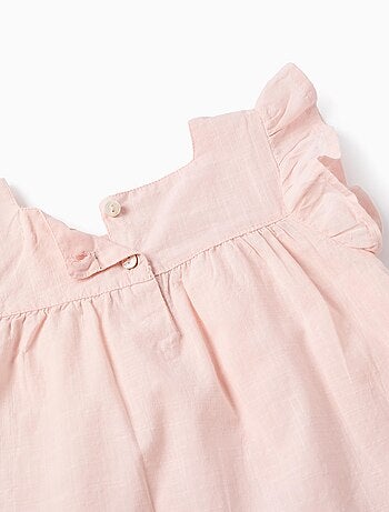 Blouse en Coton Slub avec Volants