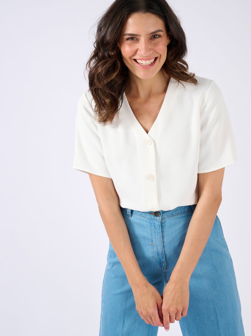 Blouse en crêpe - Damart Blanc cassé - Kiabi