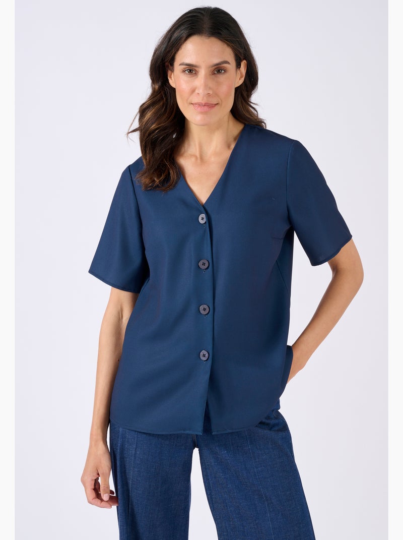 Blouse en crêpe - Damart Bleu - Kiabi