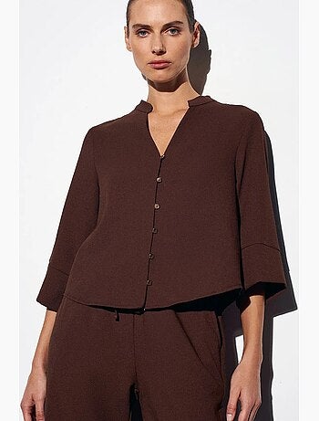 Blouse en crêpe col mao dilvin