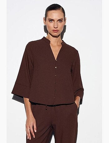 Blouse en crêpe col mao dilvin