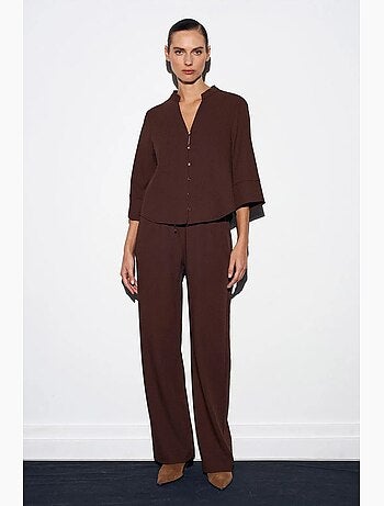 Blouse en crêpe col mao dilvin