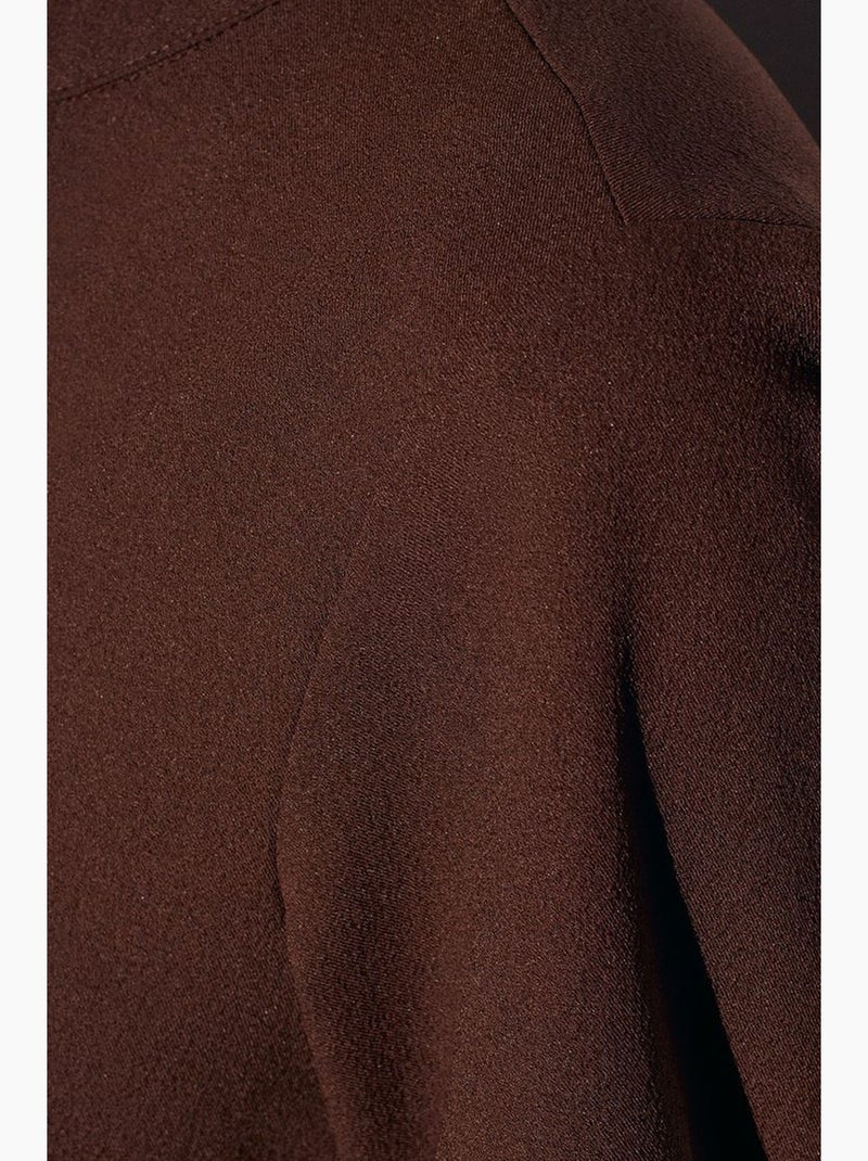 Blouse en crêpe col mao dilvin Marron chocolat - Kiabi