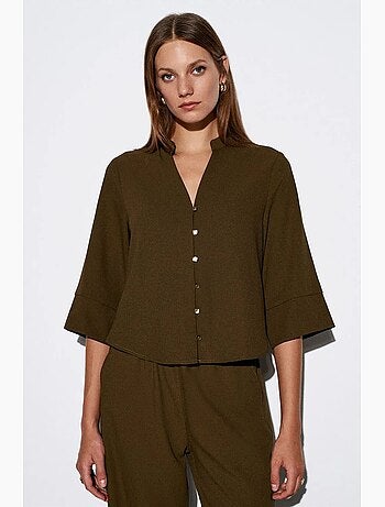 Blouse en crêpe col mao dilvin
