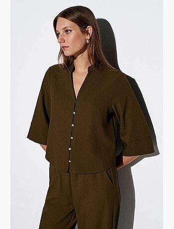 Blouse en crêpe col mao dilvin