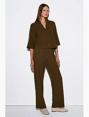 Blouse en crêpe col mao dilvin