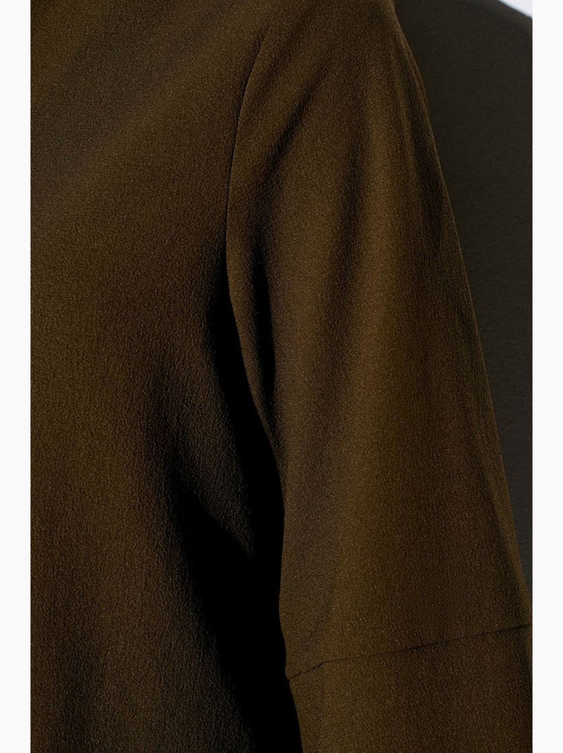 Blouse en crêpe col mao dilvin Vert kaki - Kiabi
