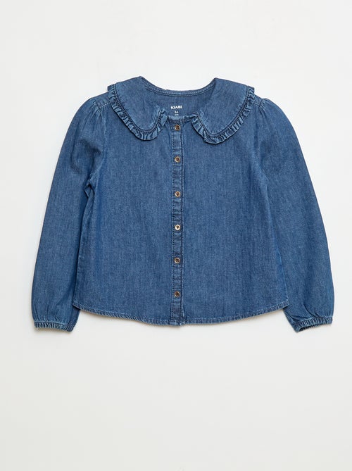 Blouse en denim avec col claudine - Kiabi