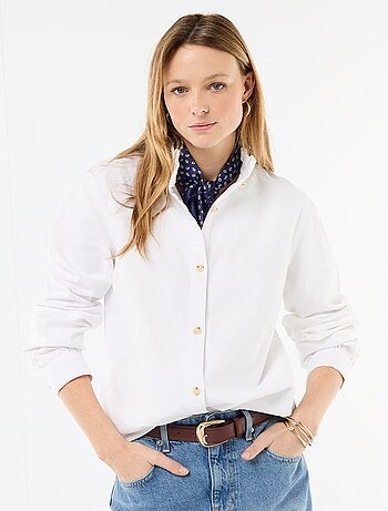 Blouse en denim avec col volanté