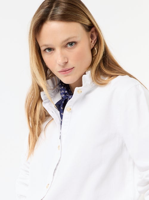 Blouse en denim avec col volanté - Kiabi Blouse en denim avec col volanté - Kiabi