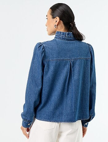 Blouse en denim avec col volanté