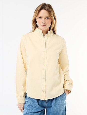 Blouse en denim avec col volanté