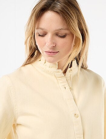 Blouse en denim avec col volanté