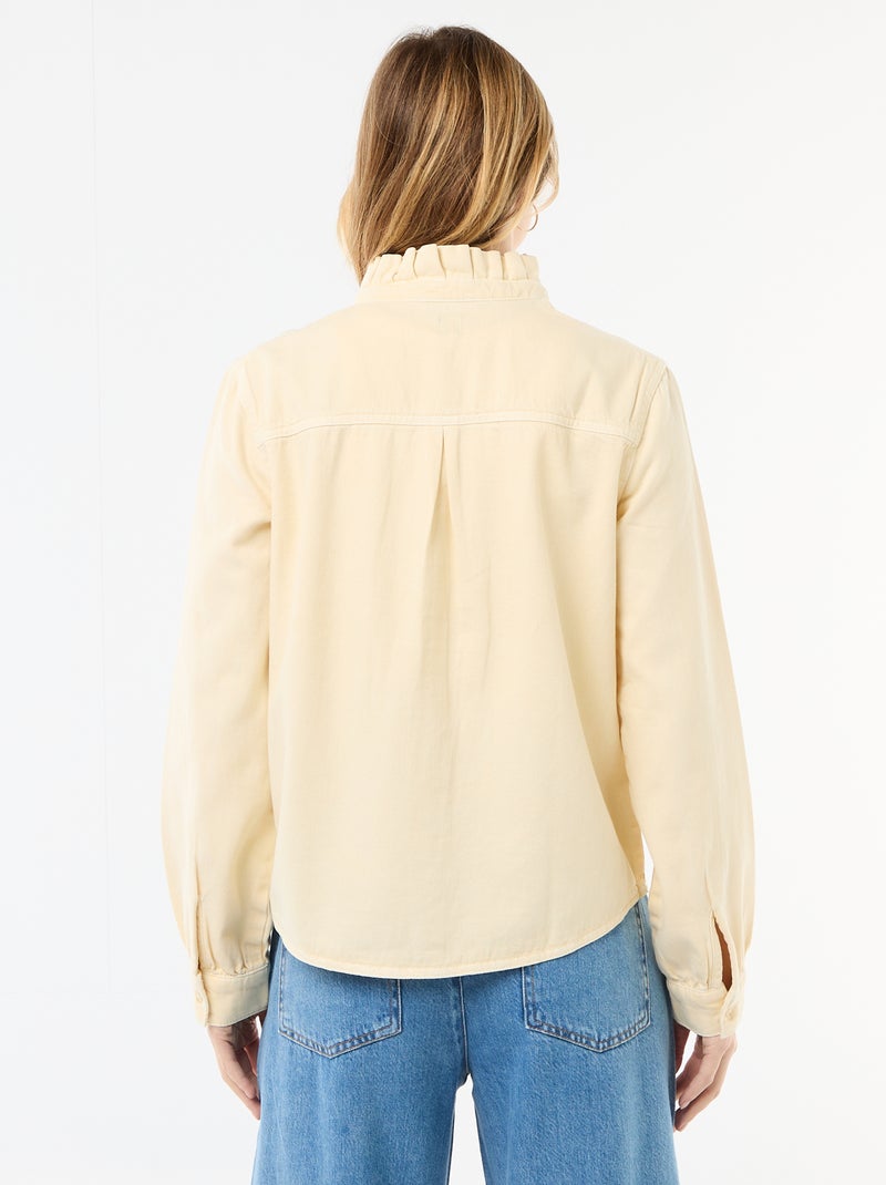 Blouse en denim avec col volanté Jaune - Kiabi
