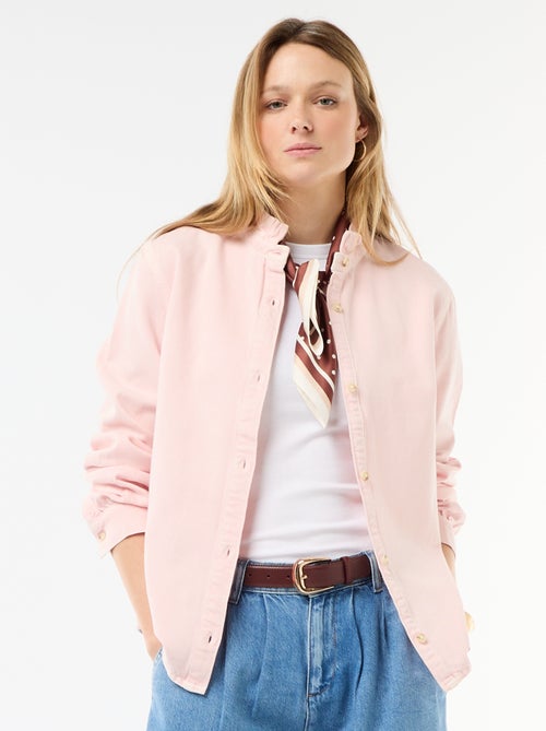 Blouse en denim avec col volanté - Kiabi Blouse en denim avec col volanté - Kiabi