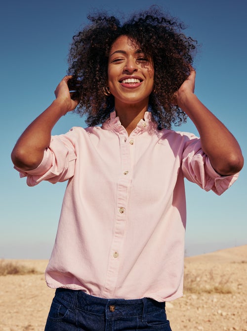 Blouse en denim avec col volanté - Kiabi Blouse en denim avec col volanté - Kiabi