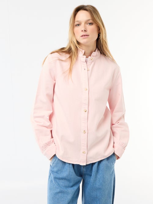 Blouse en denim avec col volanté - Kiabi Blouse en denim avec col volanté - Kiabi