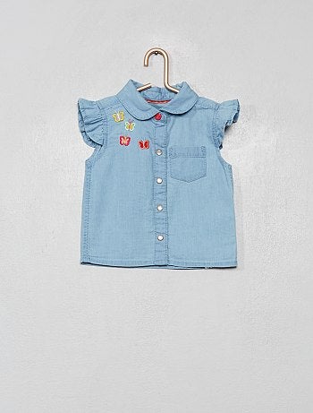 Blouse en denim brodé