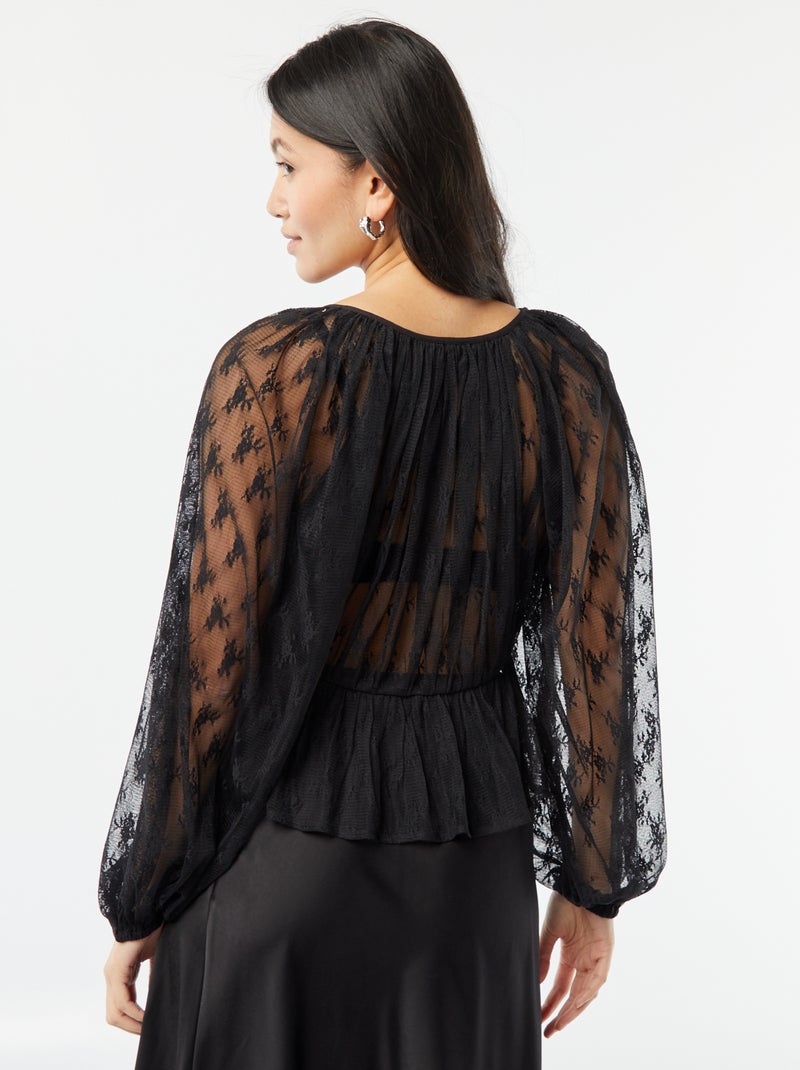 Blouse en dentelle noir - Kiabi