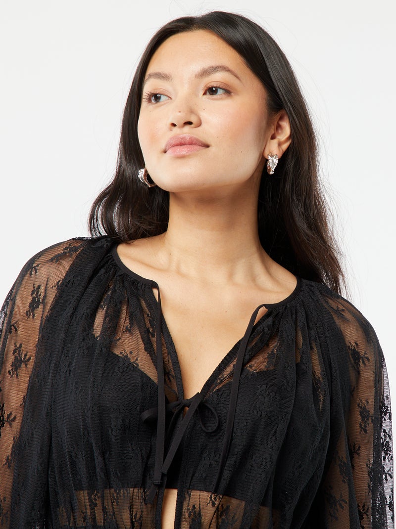 Blouse en dentelle noir - Kiabi