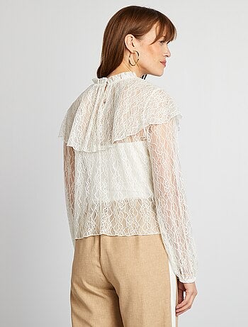 Blouse en dentelle volantée