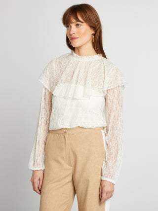 Blouse en dentelle volantée