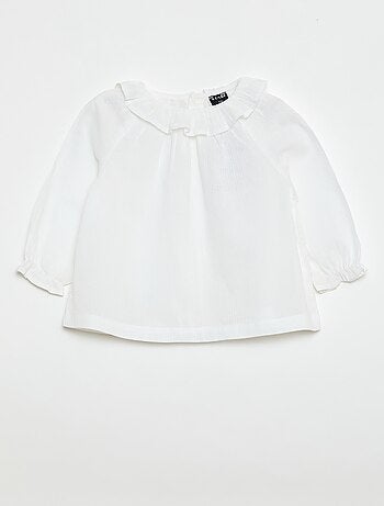 Blouse en dobby avec ouverture boutonnée au dos