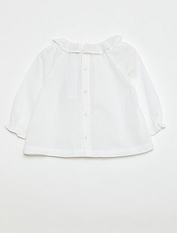 Blouse en dobby avec ouverture boutonnée au dos