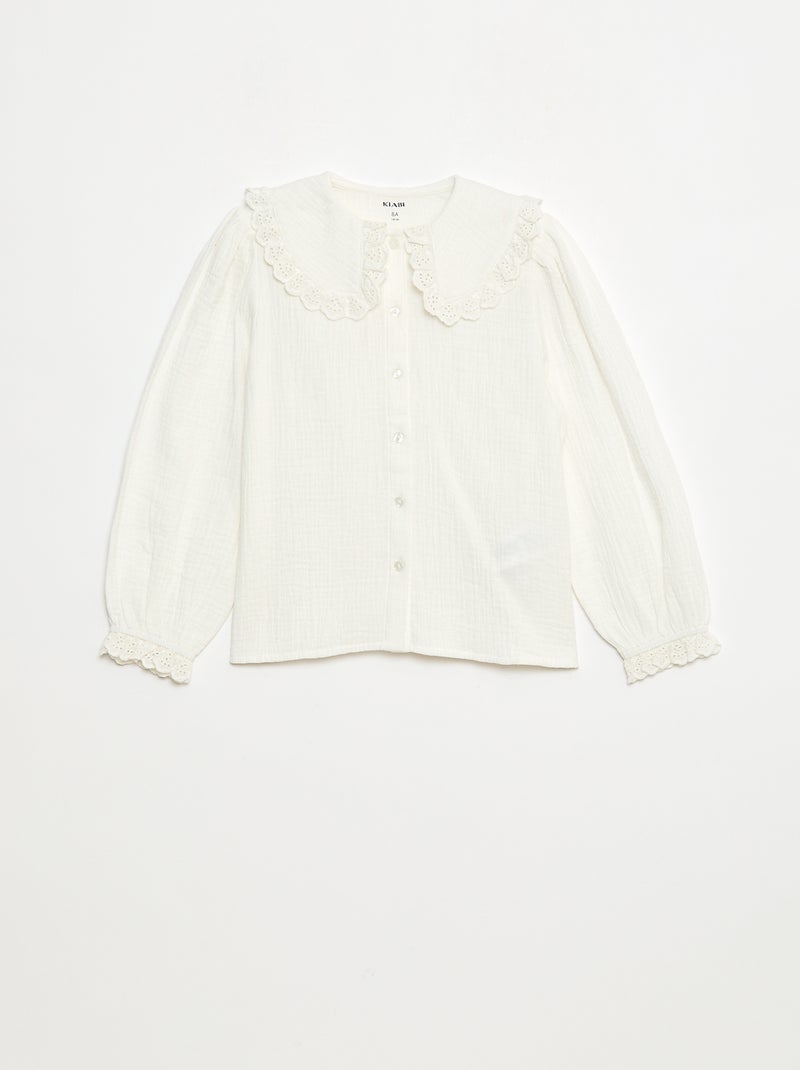 Blouse en double gaze de coton Blanc - Kiabi