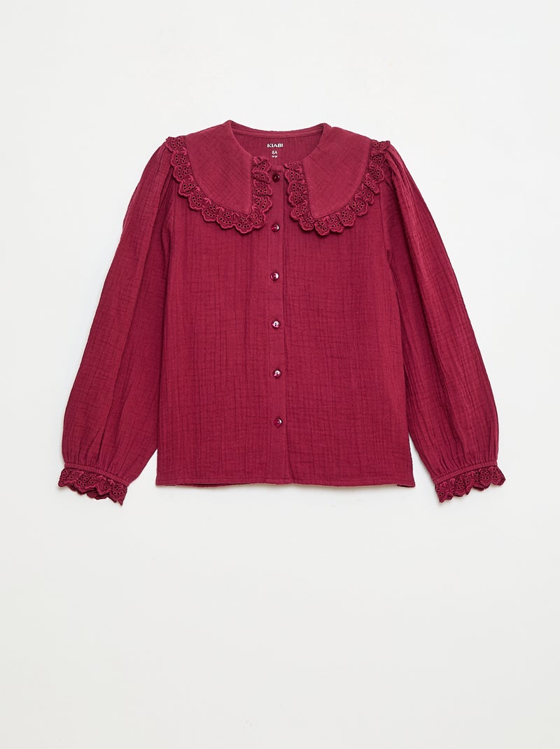 Blouse en double gaze de coton Rouge - Kiabi