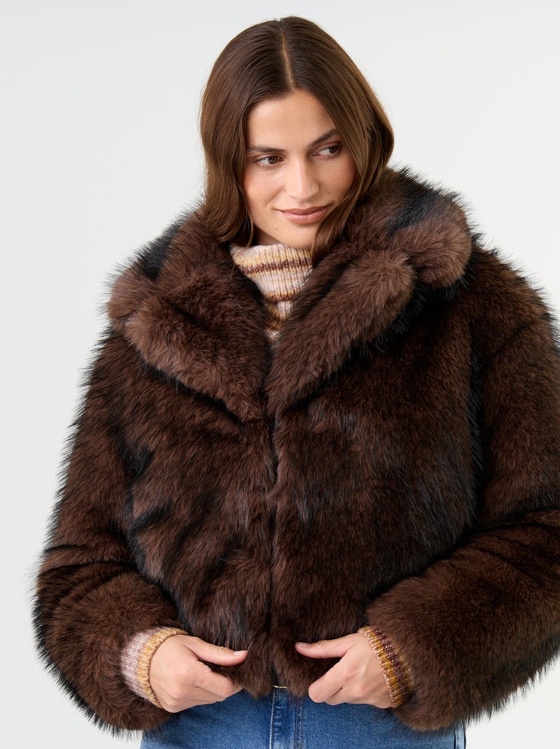 Blouse en fausse fourrure Marron - Kiabi