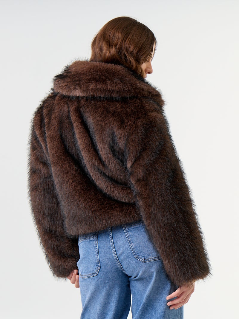 Blouse en fausse fourrure Marron - Kiabi