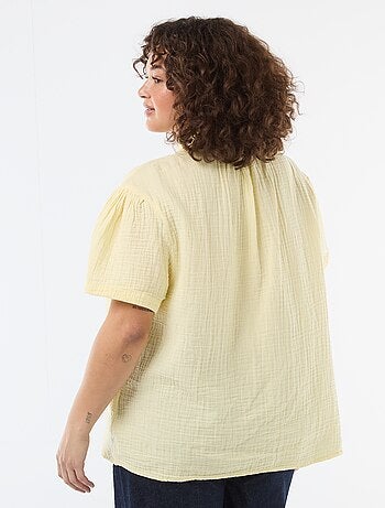 Blouse en gaze de coton avec col froncé
