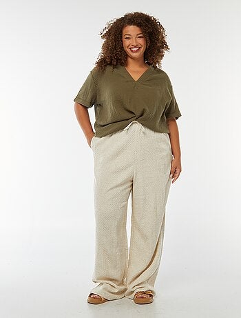 Blouse en gaze de coton avec col polo