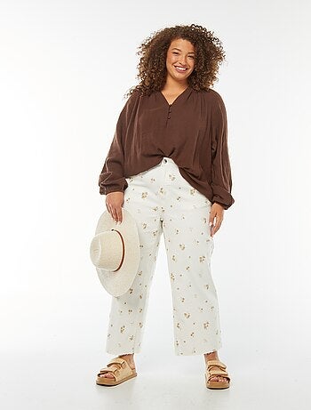 Blouse en gaze de coton avec manches bouffantes