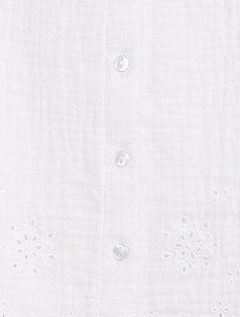 Blouse en gaze de coton avec manches courtes volantées