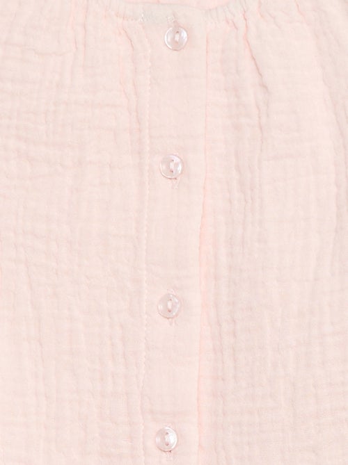 Blouse en gaze de coton avec manches courtes volantées - Kiabi