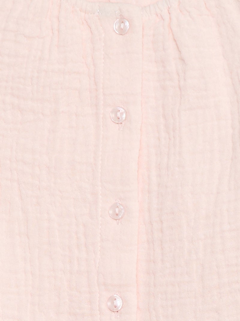 Blouse en gaze de coton avec manches courtes volantées Rose - Kiabi