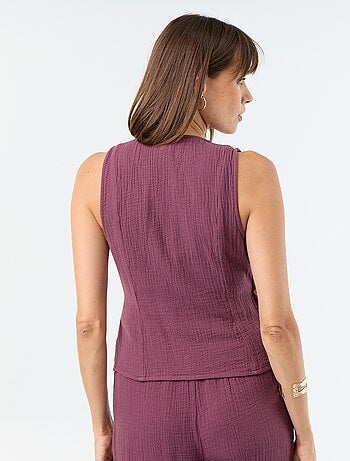 Blouse en gaze de coton avec ouverture croisée